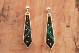Calvin Begay Night Sky Sterling Silver Earrings